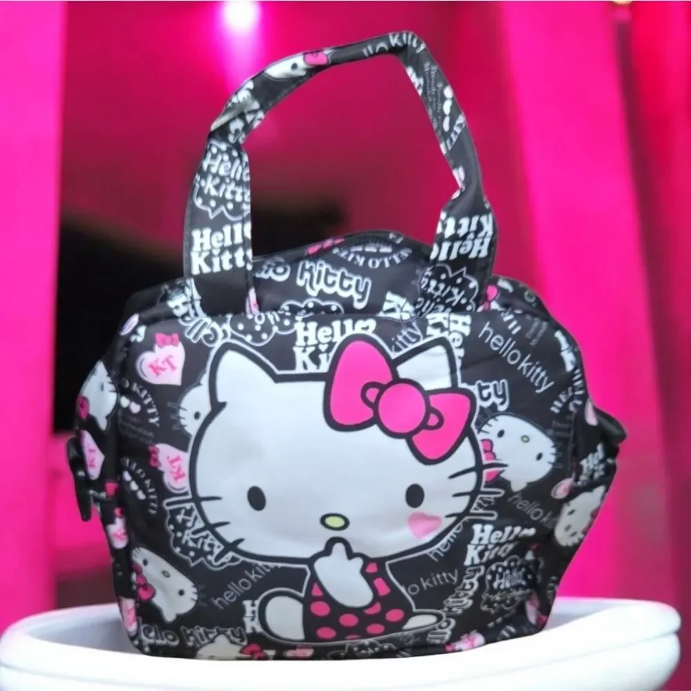 Hello Kitty Black Shoulder Bag Set of 3 Sanrio Kid Tween Travel School Purse NEW